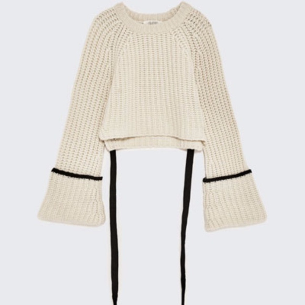 NWT ZARA CASHMERE CROPPED SWEATER SZ M - Picture 4 of 5